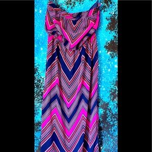 Express Size Small Strapless Chevron Print Maxi Dress